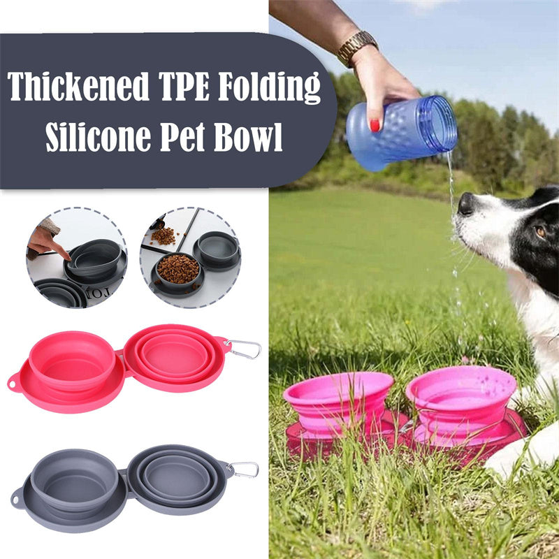Foldable Rubber Double Bowl for Dogs & Cats