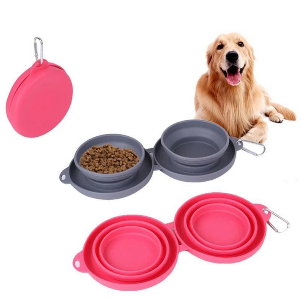 Foldable Rubber Double Bowl for Dogs & Cats