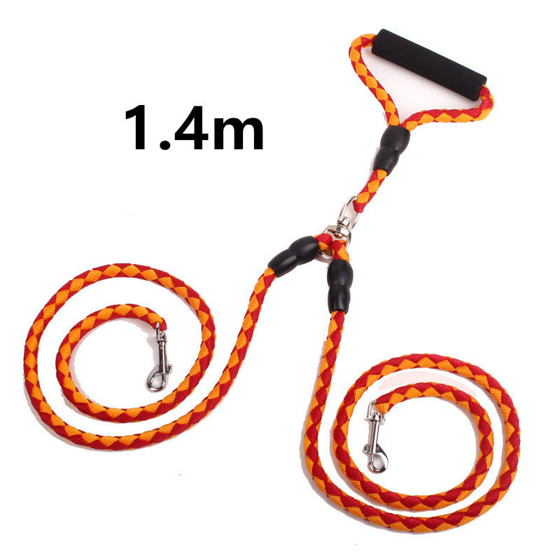 Double-Ended Dog Leash with Collar Attachment