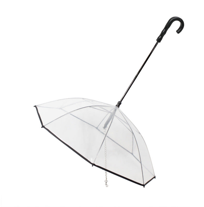 Transparent Dog Umbrella with Leash Attachment