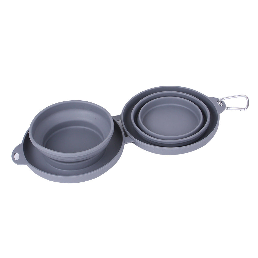 Foldable Rubber Double Bowl for Dogs & Cats