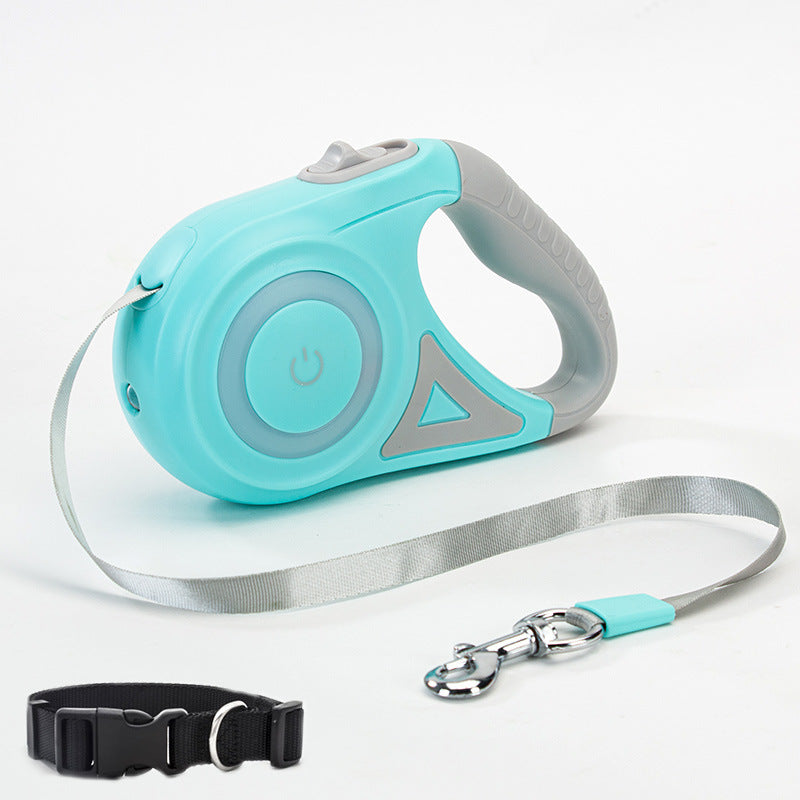 Retractable Dog Leash with Spotlight & Collar