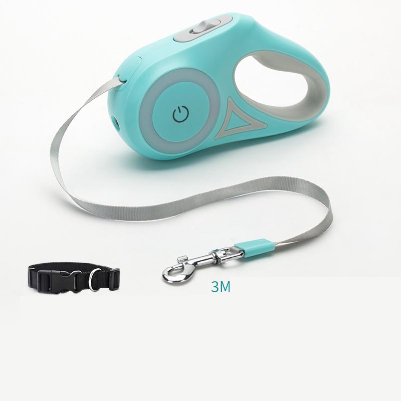 Retractable Dog Leash with Spotlight & Collar