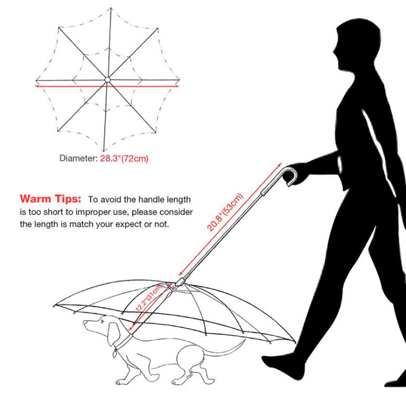 Transparent Dog Umbrella with Leash Attachment