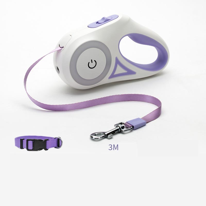 Retractable Dog Leash with Spotlight & Collar