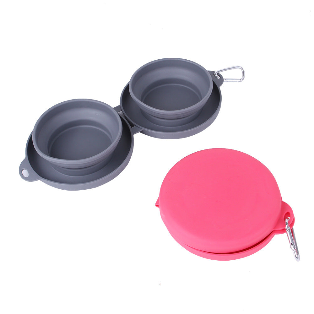 Foldable Rubber Double Bowl for Dogs & Cats