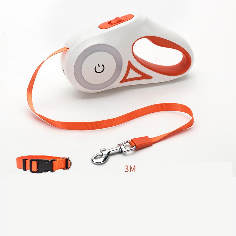 Retractable Dog Leash with Spotlight & Collar