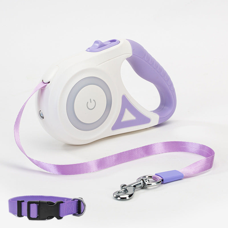 Retractable Dog Leash with Spotlight & Collar